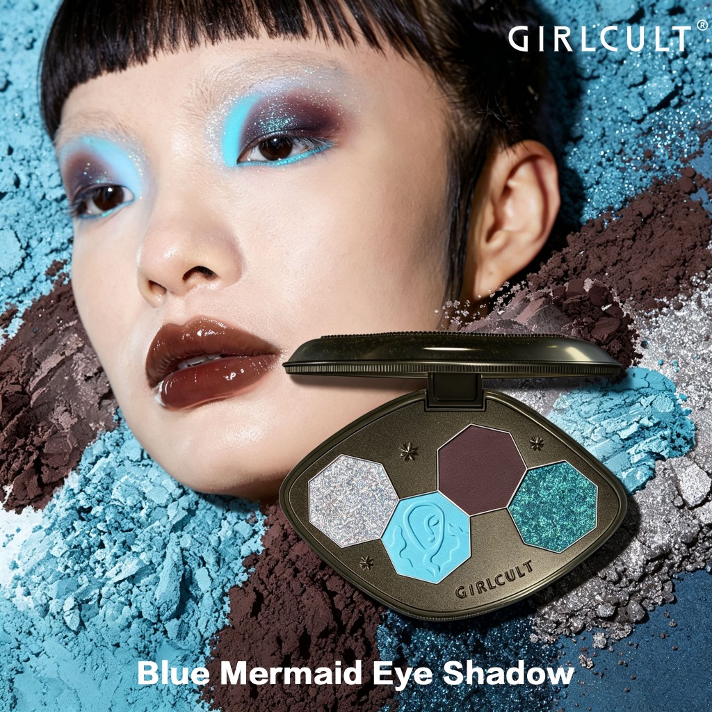GIRLCULT Blue Ocean Summer Eyeshadow กลิตเตอร์สีน้ําตาลอมฟ้า แต่งตากันน้ําและติดทนนาน
