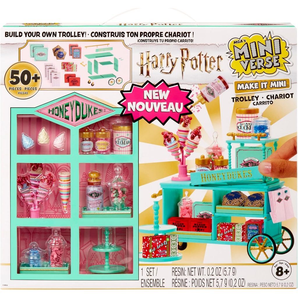 MGAs Miniverse Make It Mini Honeydukes Trolley Harry Potter Mini Collectibles มากกว่า 50 ชิ้น, ของเล