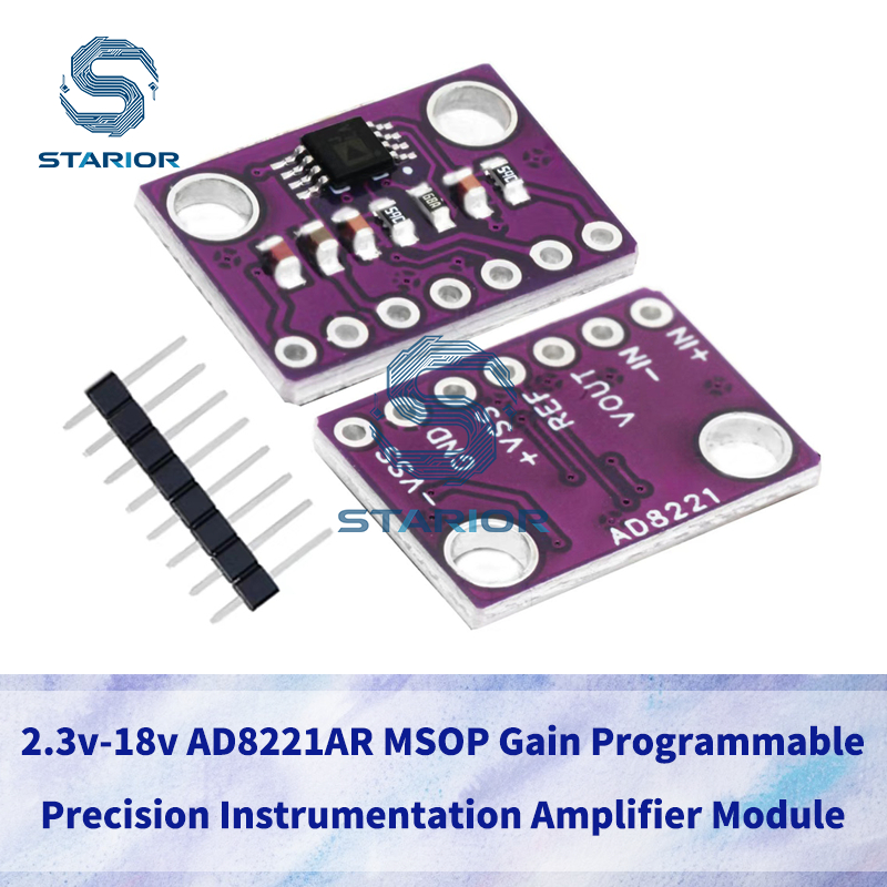 AD8221AR Precision Instrumentation Amplifier โมดูล MSOP แพคเกจ 2.3V-18V โปรแกรมเพิ่ม Amp Board ใช้งา