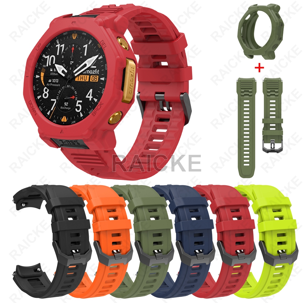 สายรัดซิลิโคนพร้อมเคสชุดสายนาฬิกาสปอร์ตสําหรับ Amazfit T-Rex 3 pro 48mm