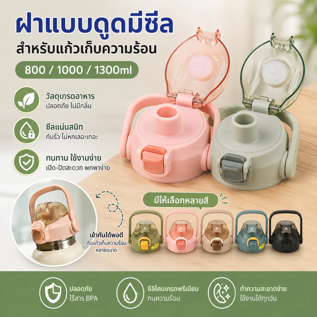 พร combedamssng 1Pc Universal Multicolor Original ปิดผนึกขวดฝาครอบฟางสําหรับ Cllie 800/1000/1300ml Therms ถ้วยหมวกอุปกรณ์เสริม COD