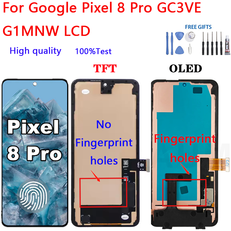 สําหรับ Google Pixel 8 Pro GC3VE G1MNW จอแสดงผล LCD Touch Screen Digitizer Assembly เปลี่ยนอะไหล่ซ่อ