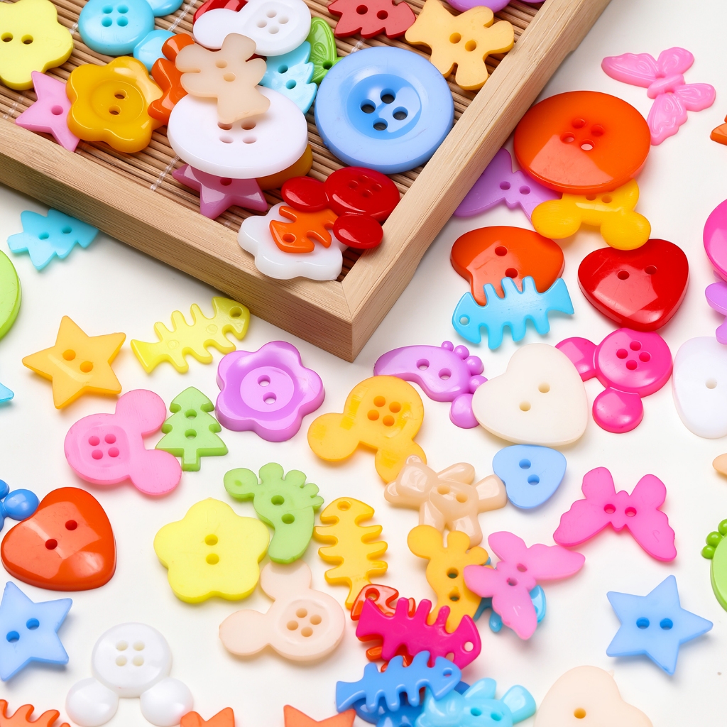 St.kunkka 20-50 ชิ้นพลาสติกสีปุ่มการ์ตูน Love Bear Mickey ปุ่มผีเสื้อ Handmade DIY ปุ่มตกแต่ง