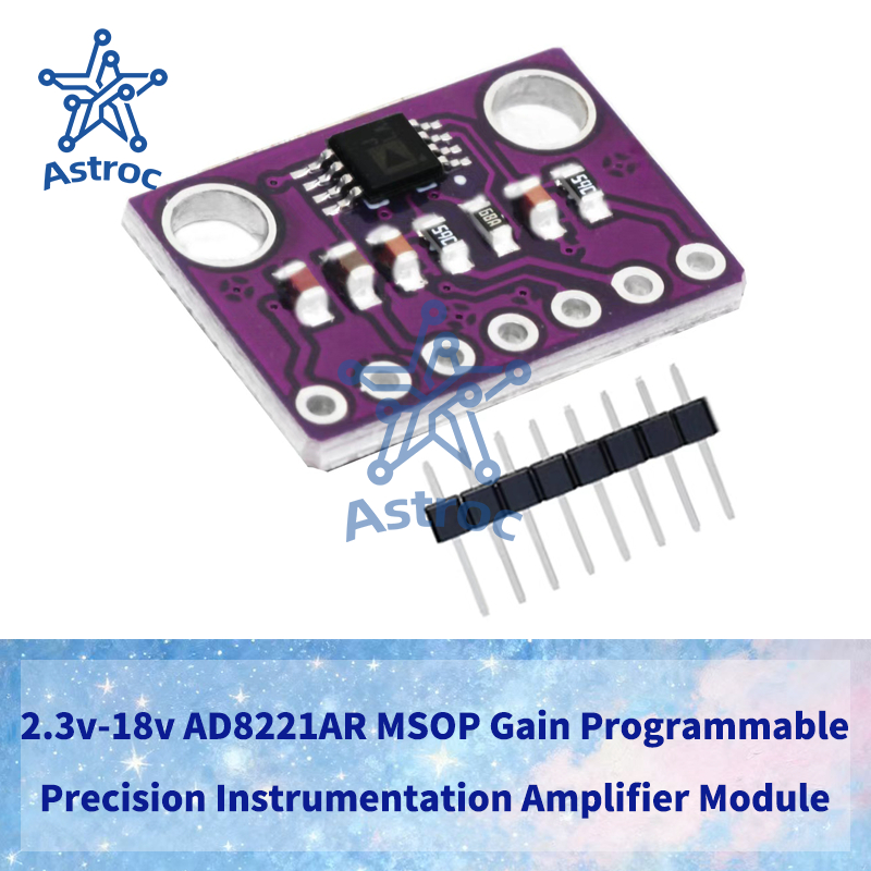 AD8221AR เครื่องมือเครื่องขยายเสียงโมดูล, 2.3V–18V MSOP โปรแกรม Gain Amp ใช้งานร่วมกับสําหรับ Arduin