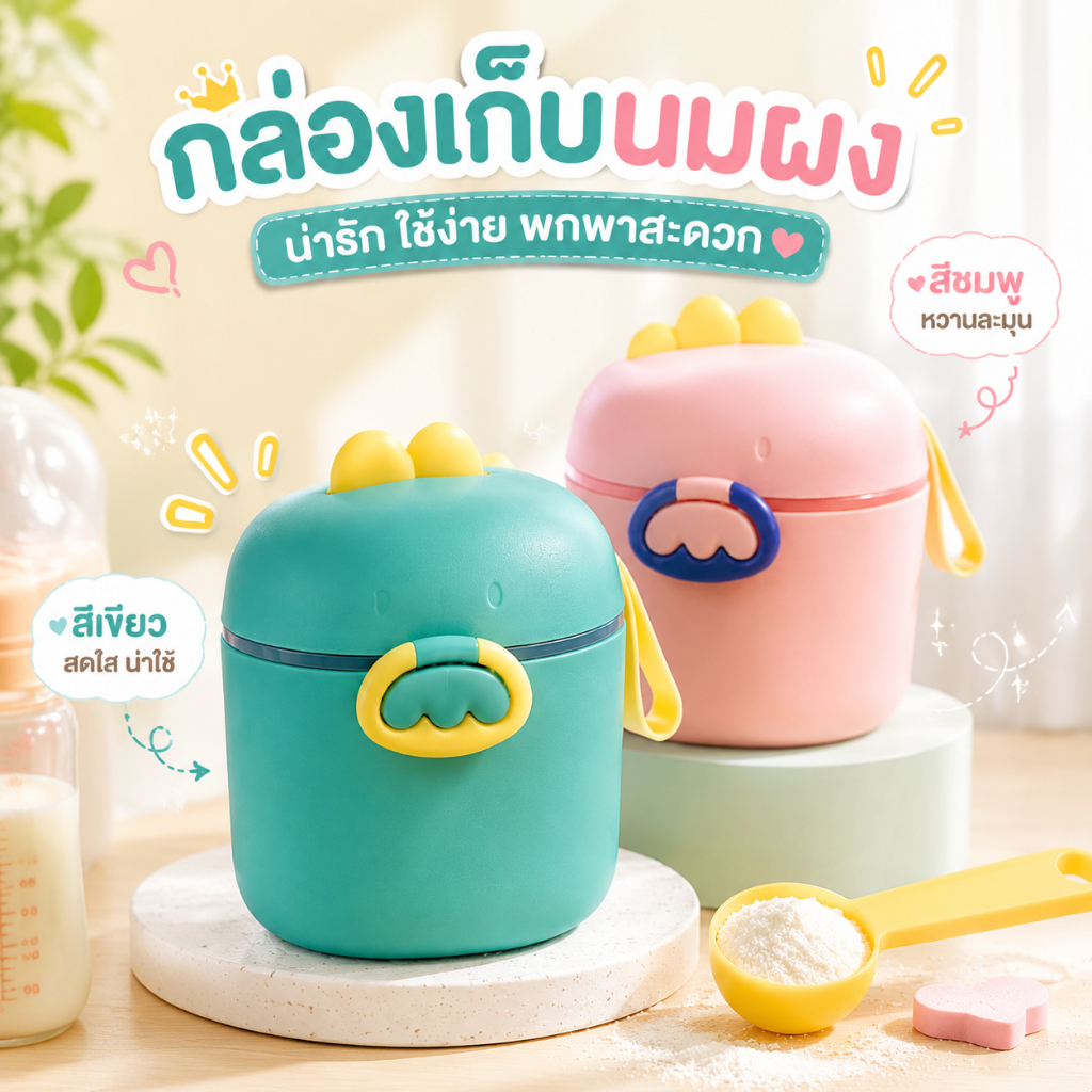 400ML/800ML กระปุกเก็บนมผง กล่องเก็บนมผงสุญญากาศ กล่องนมผงพร้อมห่วงหิ้ว กล่องสุญญากาศ พร้อมช้อน
