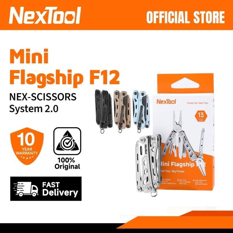 Nextool Mini Flagship F12 multi tool พวงกุญแจเครื่องปอกสายไฟเครื่องมือกรรไกรหยักอัพเกรด 80Cr14Mov เหล็ก