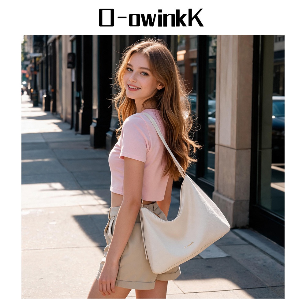 O-owinkK حقيبة هوبو جلد صناعي محبب كبيرة — صورة 2