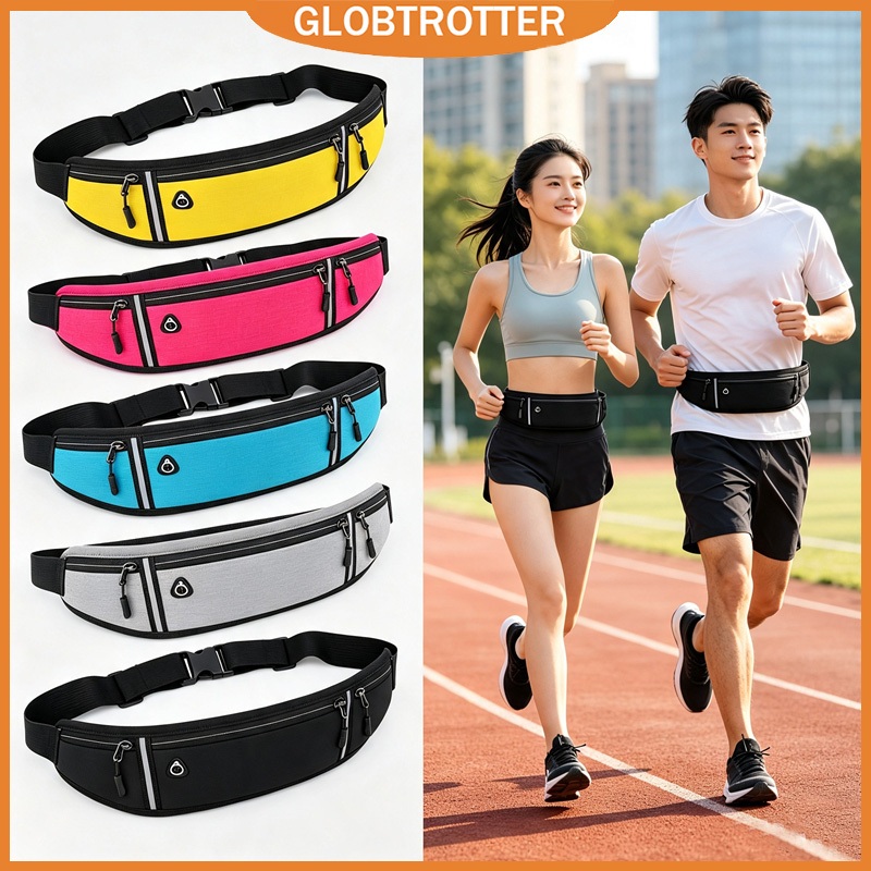Globetrotter กระเป๋าคาดเอววิ่งน้ําหนักเบากีฬา Fanny Pack กระเป๋าเข็มขัดแบบปรับได้