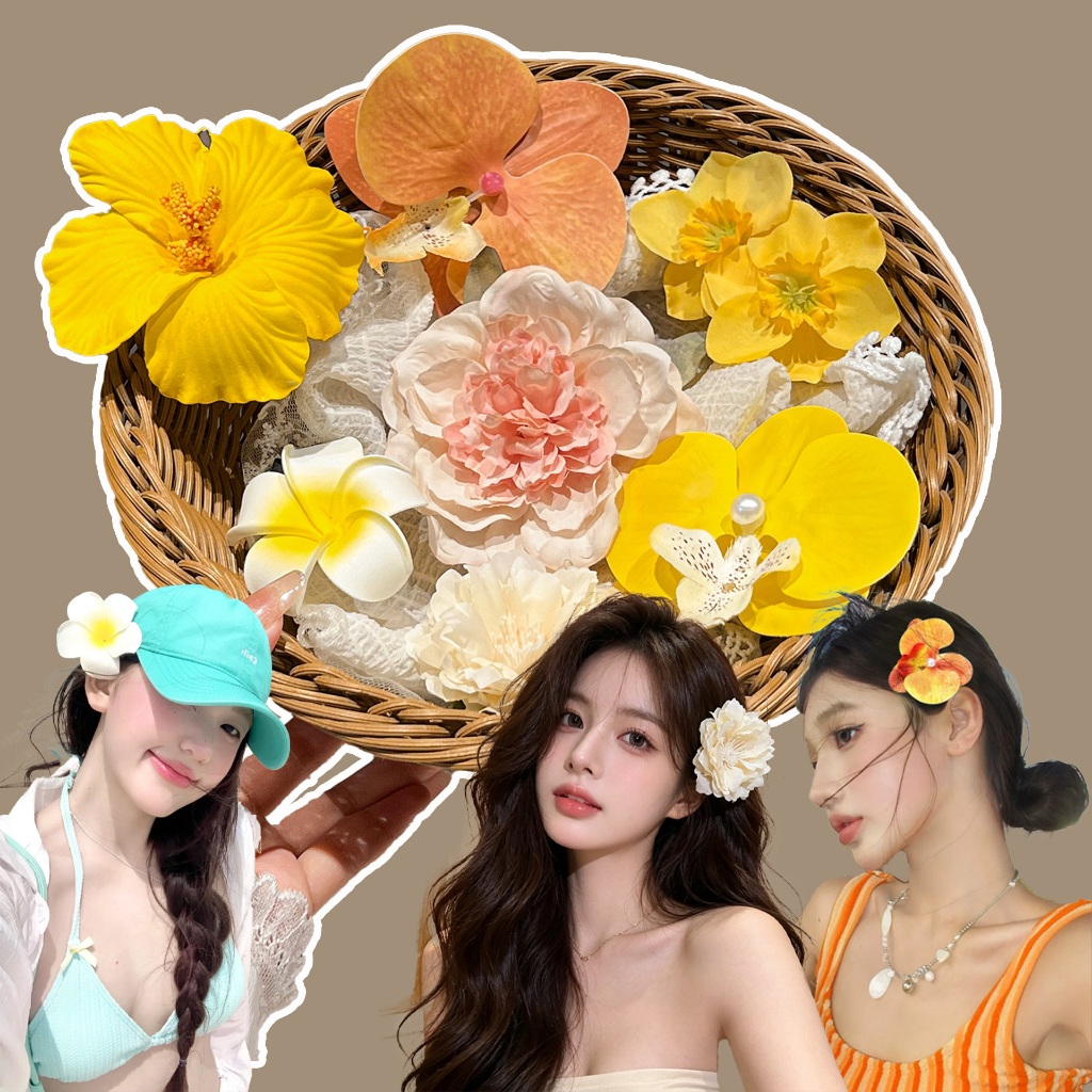 ที ประเทศไทยพร้อมสต็อกกิ๊บดอกไม้เหมาะสําหรับฤดูร้อนริมทะเลท่องเที่ยวถ่ายภาพสุภาพสตรีเครื่องประดับแฟชั่น