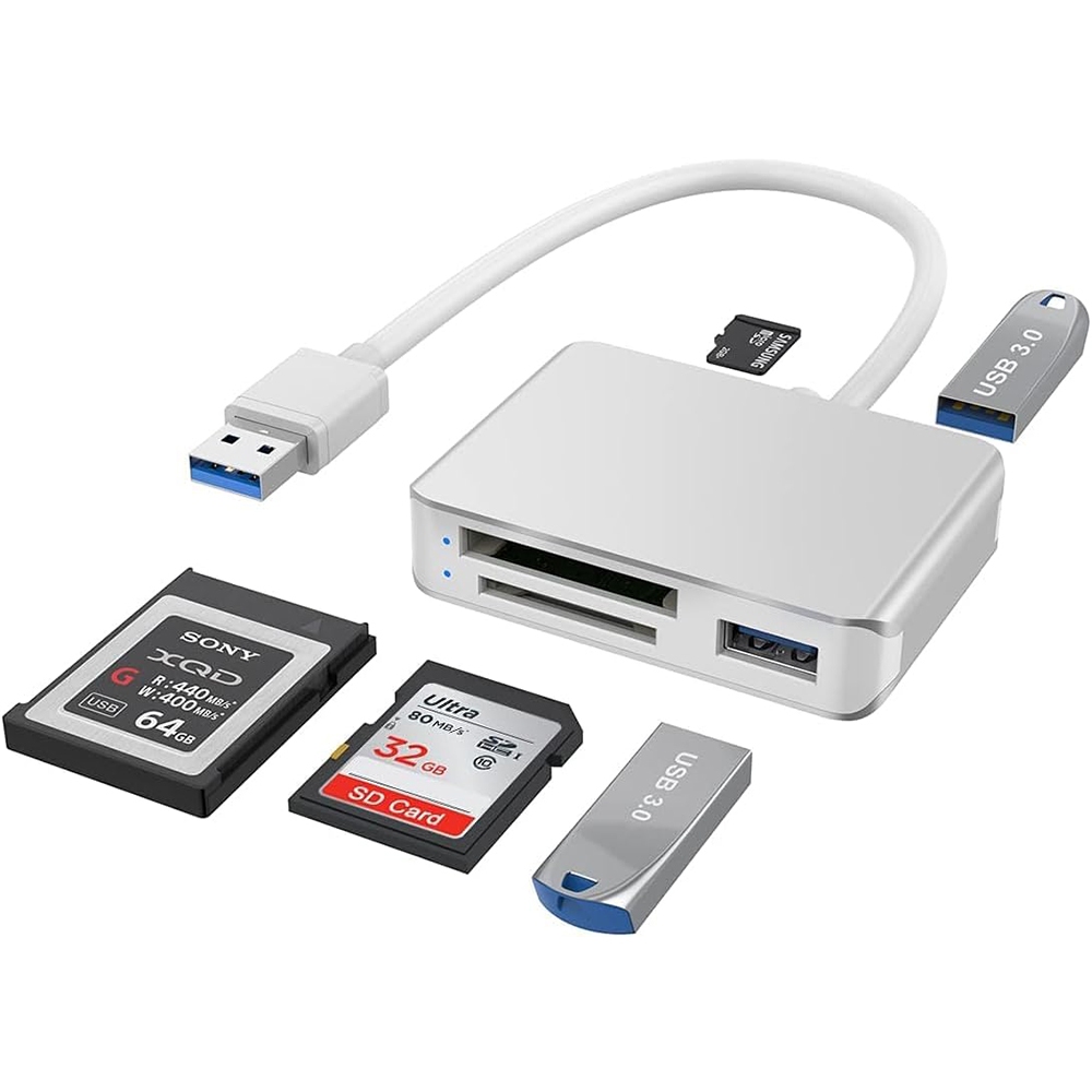 XQD/SD/Micro SD Card Reader, หน่วยความจํา Multi-Adapter 2 พอร์ต USB 3.0, รองรับ Sony G/M Series Lexa