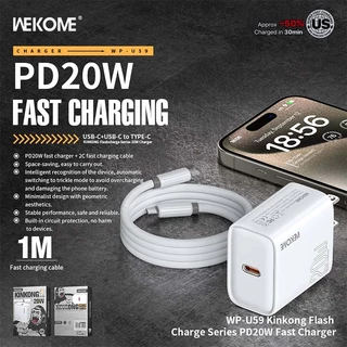 WEKOME U59 เครื่องชาร์จเร็ว PD20W สำหรับอินเทอร์เฟซ Type-C รองรับการชาร์จเร็วอย่างปลอดภัย ขนาดกะทัดรัดและพกพาได้