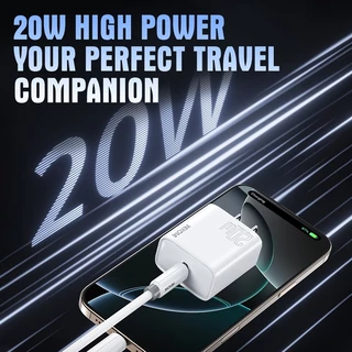 WEKOME U59 เครื่องชาร์จเร็ว PD20W สำหรับอินเทอร์เฟซ Type-C รองรับการชาร์จเร็วอย่างปลอดภัย ขนาดกะทัดรัดและพกพาได้
