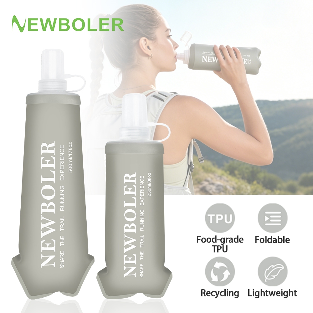 NEWBOLER 150ml 250ml 500ml TPU พับขวดน้ํานุ่มสําหรับกีฬากลางแจ้ง Camping เดินป่าฟิตเนสแบบพกพาขวดนุ่ม