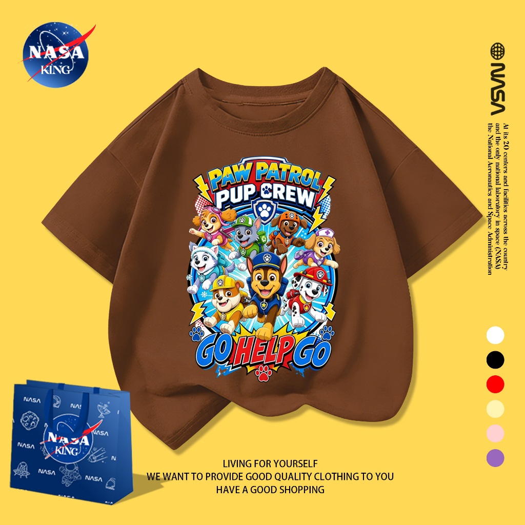 Paw Patrol เสื้อยืดเด็ก ลายการ์ตูน ผ้านุ่ม ระบายอากาศ ใส่สบาย สำหรับเด็กผู้ชายและเด็กผู้หญิง อายุ 3-12 ปี