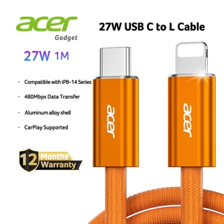 Acer สายชาร์จ Type-C to L รองรับ PD 27W ชาร์จเร็ว และถ่ายโอนข้อมูลความเร็ว 480 Mbps ใช้ได้กับ iP 13 / 12 UC0025