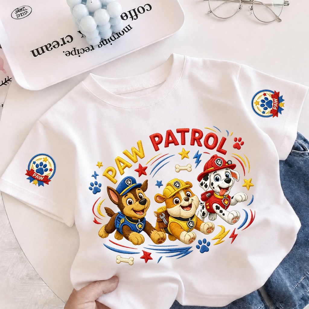 【จัดส่งภายใน 24 ชม.】Paw Patrol เสื้อยืดเด็ก ลายทีมสุนัขกู้ภัย แขนสั้น ใส่สบาย สำหรับเด็ก 3-12 ปี
