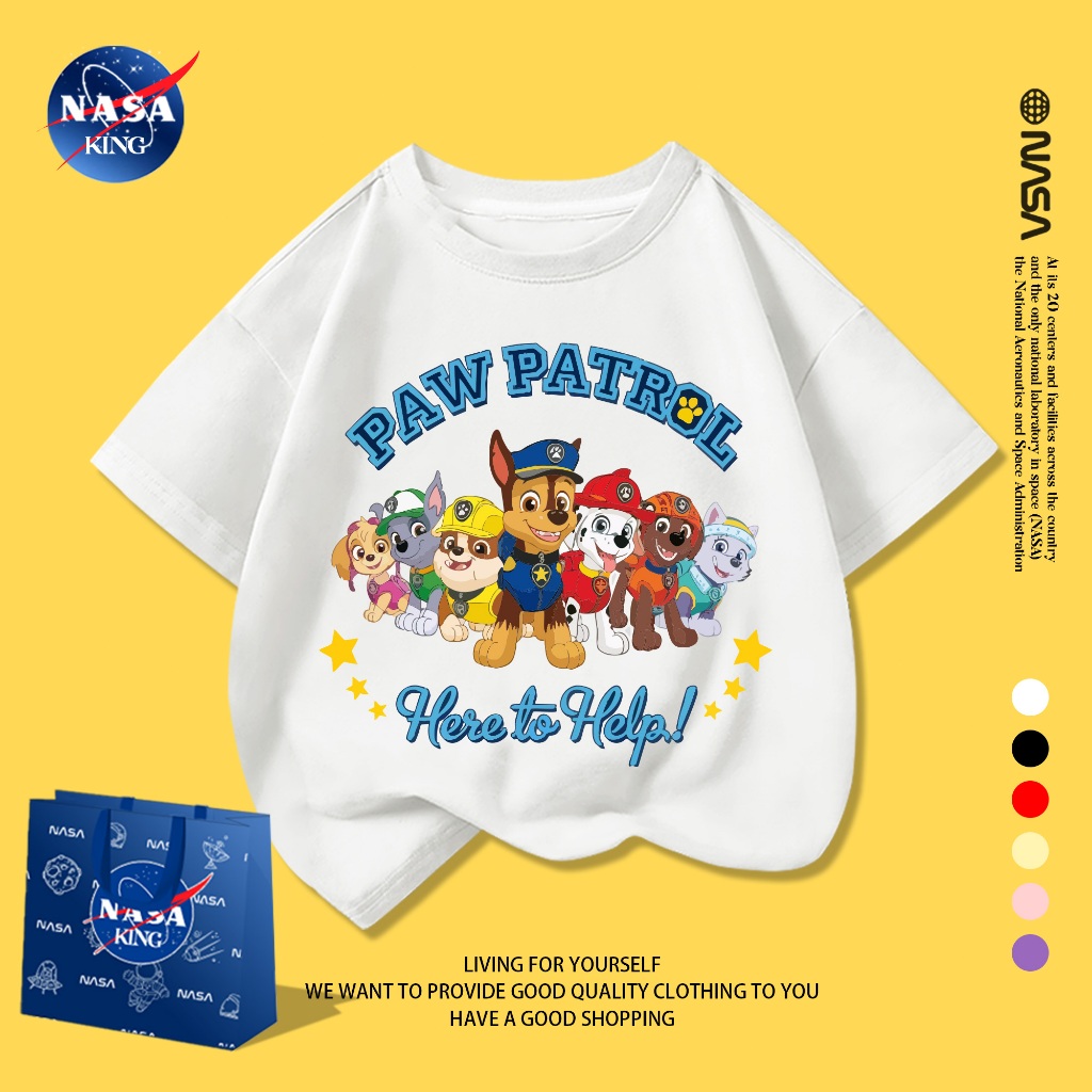 【จัดส่งภายใน 24 ชั่วโมง】Paw Patrol เสื้อยืดเด็กชายเด็กหญิง ลายการ์ตูนสุดน่ารัก ไม่ยับง่าย เหมาะสำหรับเด็กอายุ 2-12 ปี