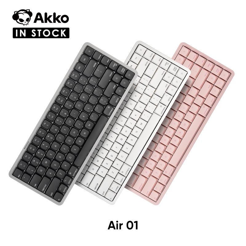 Akko Air 01 คีย์บอร์ดเชิงกล Tri-Mode บางเฉียบโปรไฟล์ต่ําพร้อมเคสอลูมิเนียม CNC ตัวยึดปะเก็น Hotswap