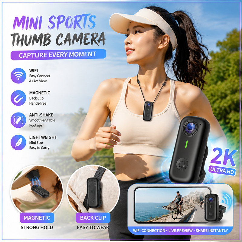 Magnetic Wearable Action กล้อง 2K HD พร้อม WiFi และ Night Vision Ultra Compact แฮนด์ฟรี Body Cam สํา
