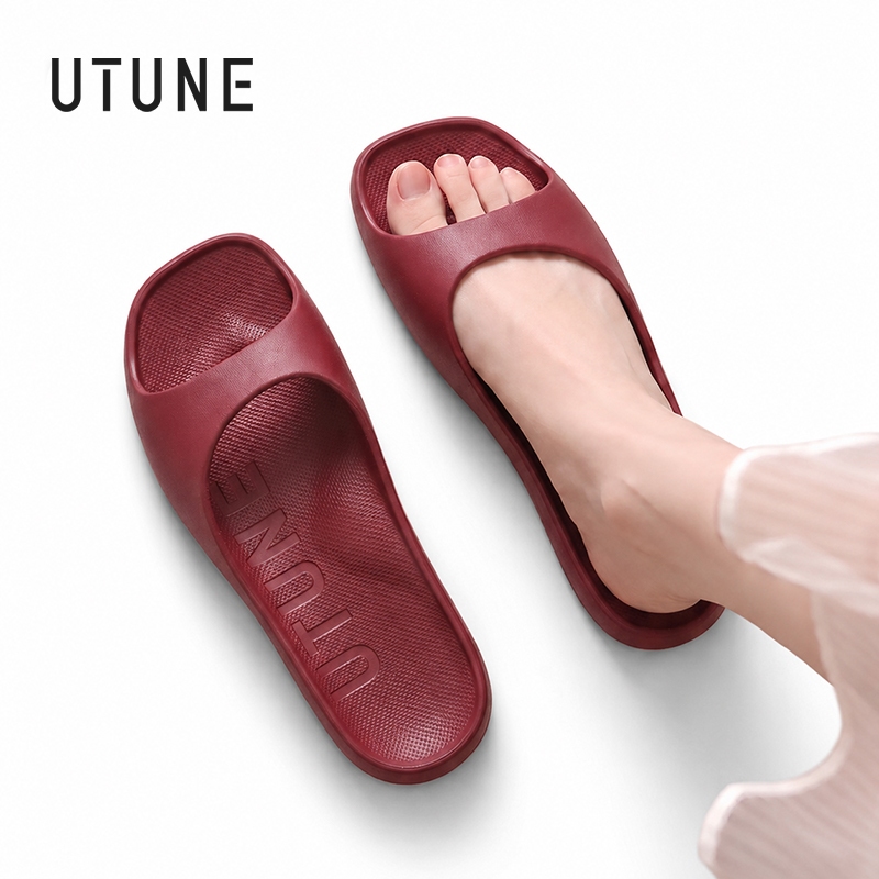 UTUNE รองเท้าแตะผู้หญิงหัวเหลี่ยม ทรงเข้ารูป วัสดุ EVA รองรับอุ้งเท้า กระจายแรงกดทับ นุ่มสบาย กันลื่น ช่วยให้เท้าดูเรียว ใส่ออกนอกบ้านได้