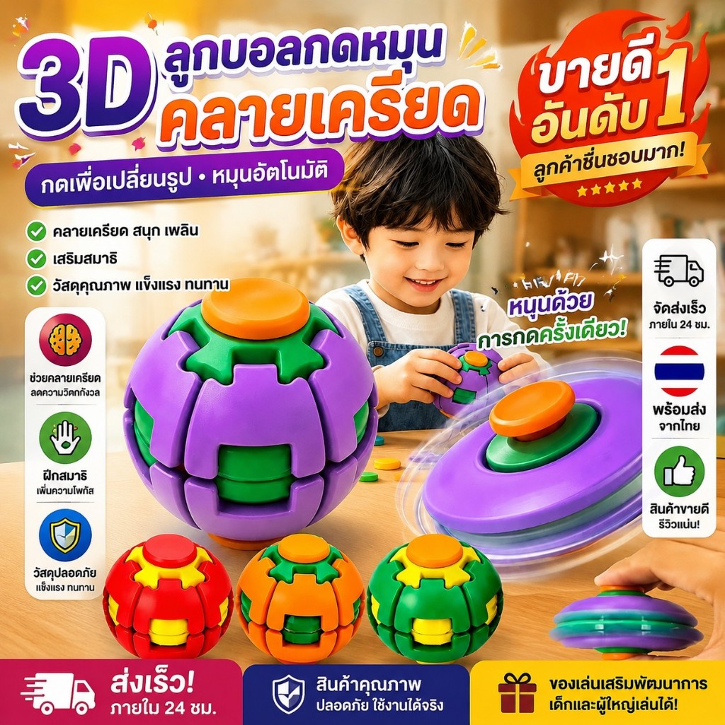 ใหม่ 3D Transformable Fidget Spinner Ball กดหมุน Deformable ของเล่นแบบพกพาความเครียดบรรเทา Anti-Analysis