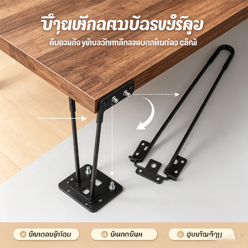 ปลาค็อด 1ชิ้นพับสนับสนุนขาเฟอร์นิเจอร์ขาโต๊ะโลหะ ทําเอง บ้านม้านั่งโต๊ะรับประทานอาหารจบโต๊ะกาแฟฟุตอุปกรณ์เสริมใหม่
