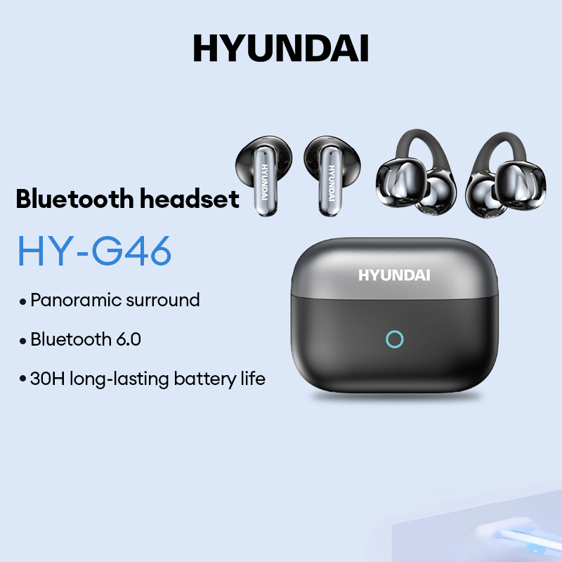 HYUNDAI HY-G46 หูฟังบลูทูธ หูฟัง 2 คู่ พาโนรามาเซอร์ราวด์ อายุการใช้งานแบตเตอรี่สูงสุด 30 ชั่วโมง บล