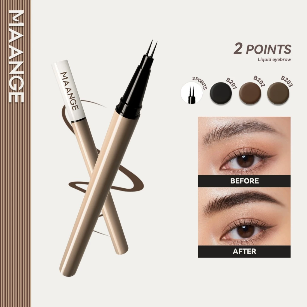 MAANGE ปากกาเขียนคิ้วเหลวแบบ Dual-Tip Ultra-Fine - กันน้ําและติดทนนาน E02