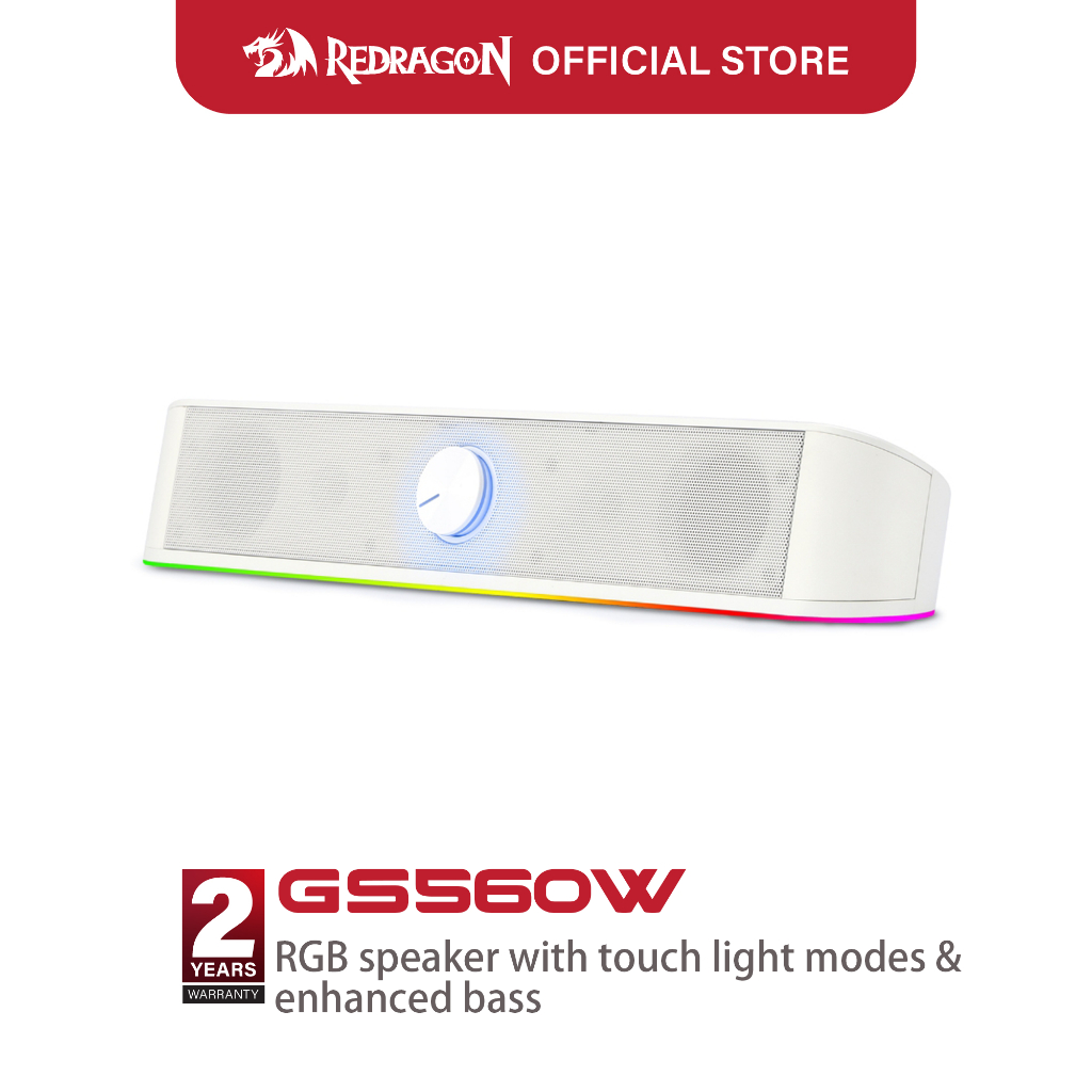 Redragon GS560 RGB Desktop Soundbar Speaker Music Sync ไฟ LED ลําโพงคอมพิวเตอร์สเตอริโอเบส