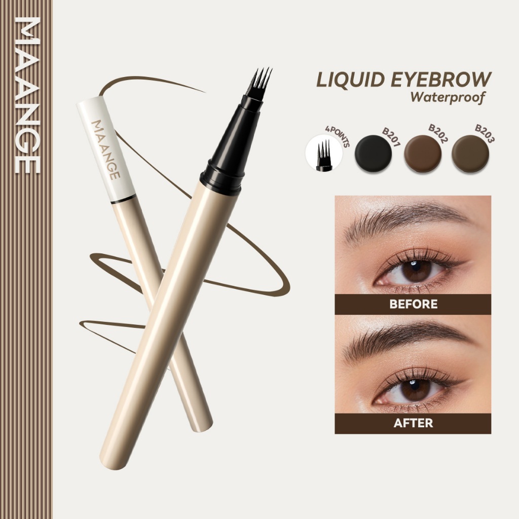 MAANGE ปากกาเขียนคิ้วเหลว 4-Prong - กันน้ําและ 36H Wear E03