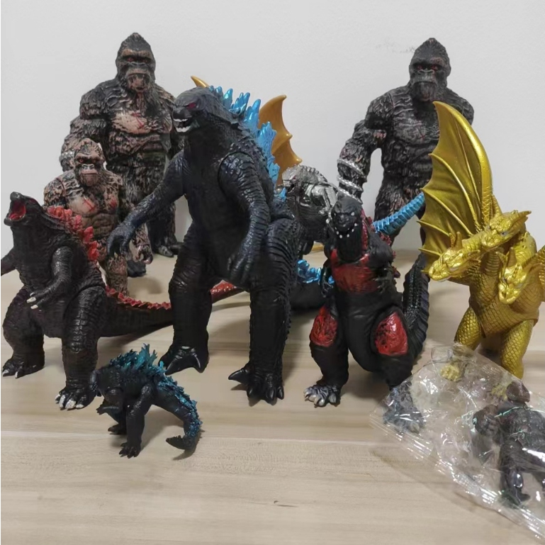 Godzilla King Kong มังกรสามหัวกอริลลาชิมแปนซีไดโนเสาร์ Warcraft Monster ตุ๊กตารูปของเล่น