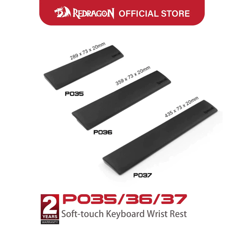 Redragon METEOR REST P035 P036 P037 S/M/L Ergonomic คีย์บอร์ดข้อมือ Pad เมมโมรี่โฟมลื่น Hand REST สําหรับ 60% TKL 104 คีย์คีย์บอร์ด