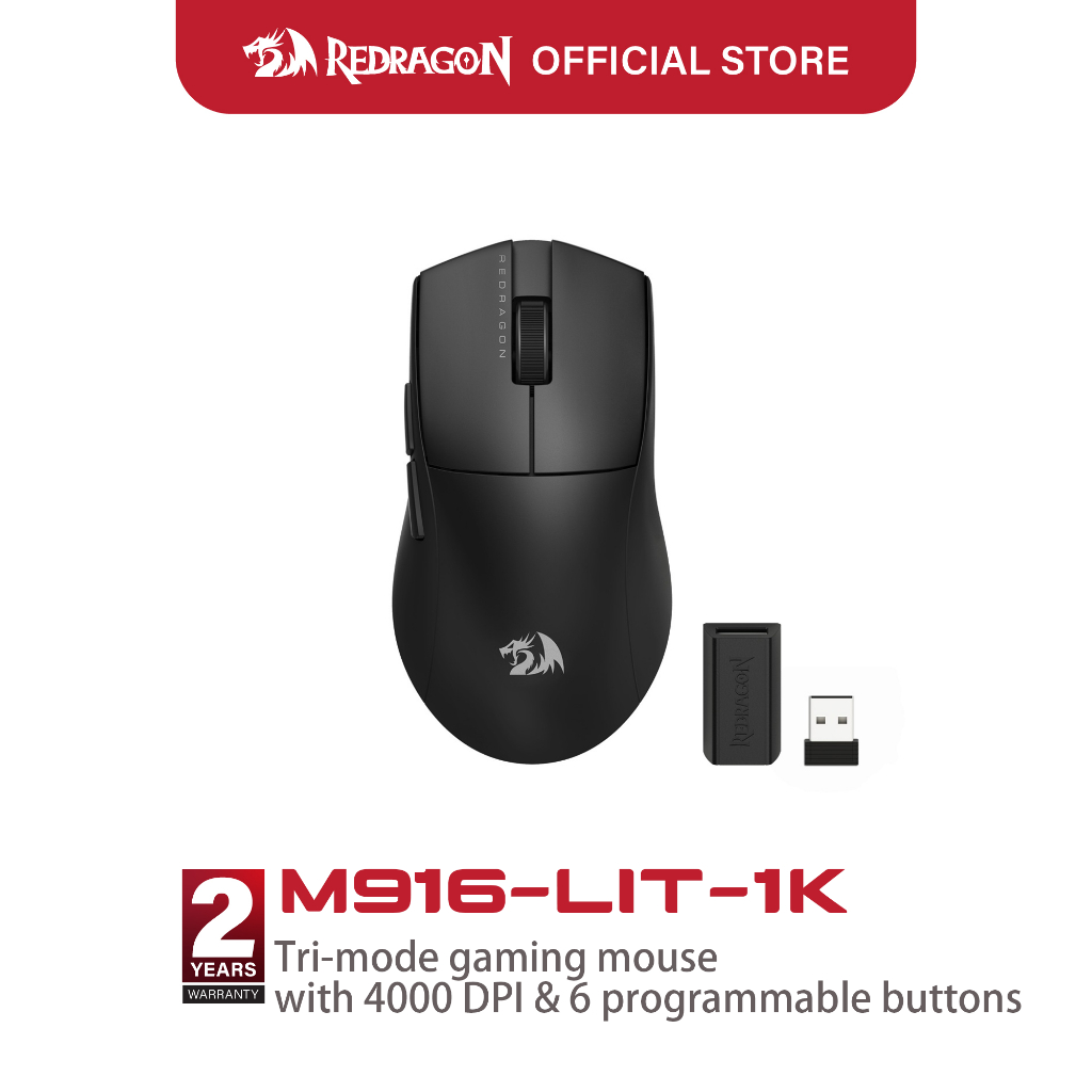 เมาส์เกมไร้สาย Redragon M916, เมาส์เกมไร้สาย 2.4G ความเร็ว 49G อัตรา DPI สูงสุด 8K พร้อมดีไซน์จับถนั