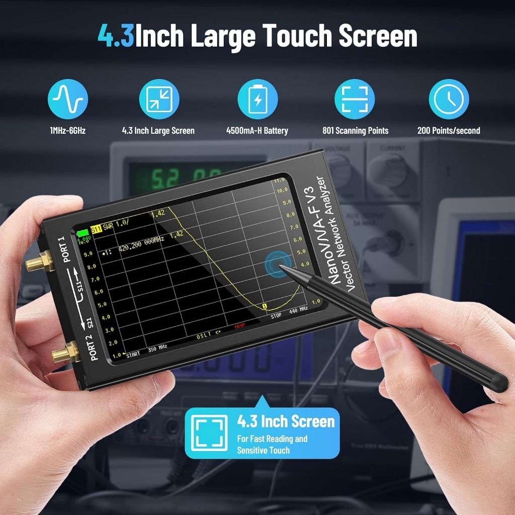 SEESII NanoVNA-F V3 Vector Network Analyzer 1MHz-6GHz | เครื่องวิเคราะห์เสาอากาศ VNA ขนาด 4.3" สําหร