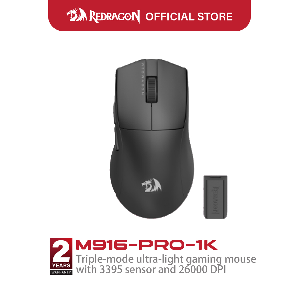Redragon M916 PRO เมาส์สําหรับเล่นเกมไร้สาย 3 โหมด, อัตราสํารวจความเร็วสูง, น้ําหนักเบาพิเศษ 49g, 26