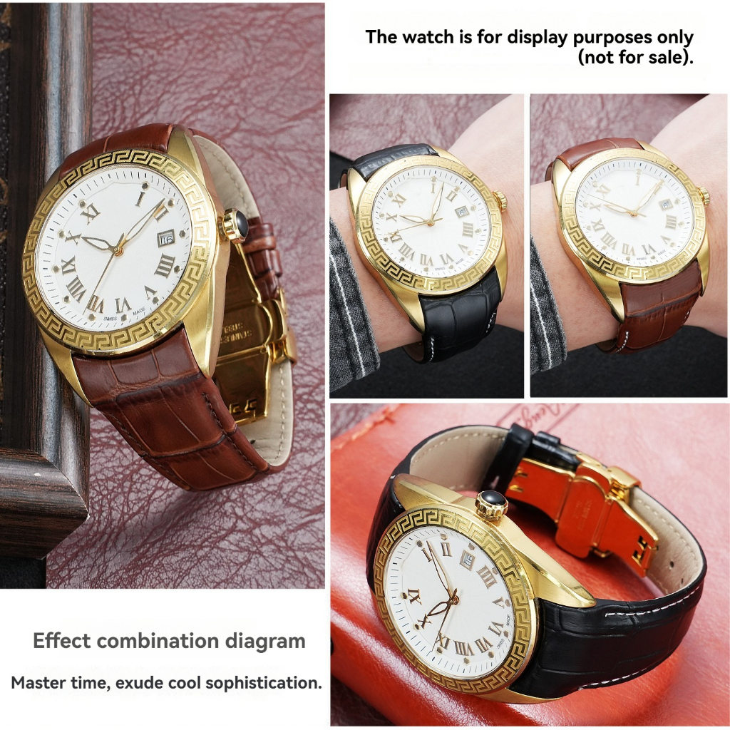 เหมาะสําหรับ Versace V-SPORTII3H Series VFE130015 VEFE01718 สายนาฬิกาหนังแท้ผู้ชาย