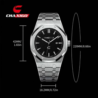 CHAXIGO นาฬิกาผู้ชาย กันน้ำ 100% ดีไซน์พรีเมียม ตัวเรือนสแตนเลส แสดงวันที่ กระจกแร่ สไตล์ธุรกิจ พร้อมส่ง CA043