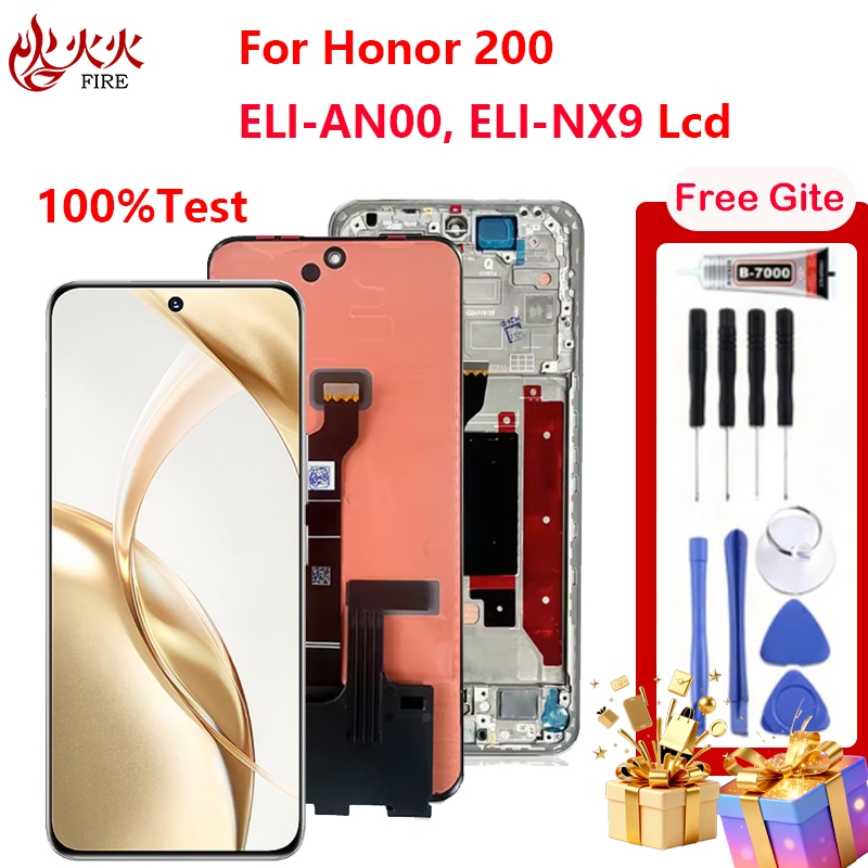 จอแสดงผล LCD สําหรับ Honor 200 ELI-AN00 ELI-NX9 Touch Screen Digitizer Assembly กรอบอะไหล่