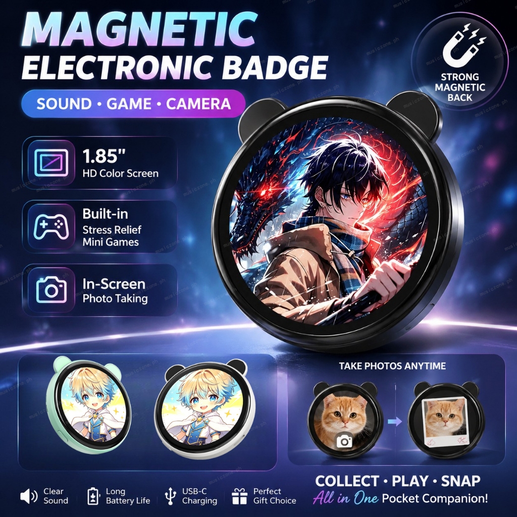 แบบพกพาชาร์จดิจิตอล E-Badge แม่เหล็กอะนิเมะ DIY Upload ภาพป้ายวิดีโอคอสเพลย์สะสมอุปกรณ์เสริมของขวัญ