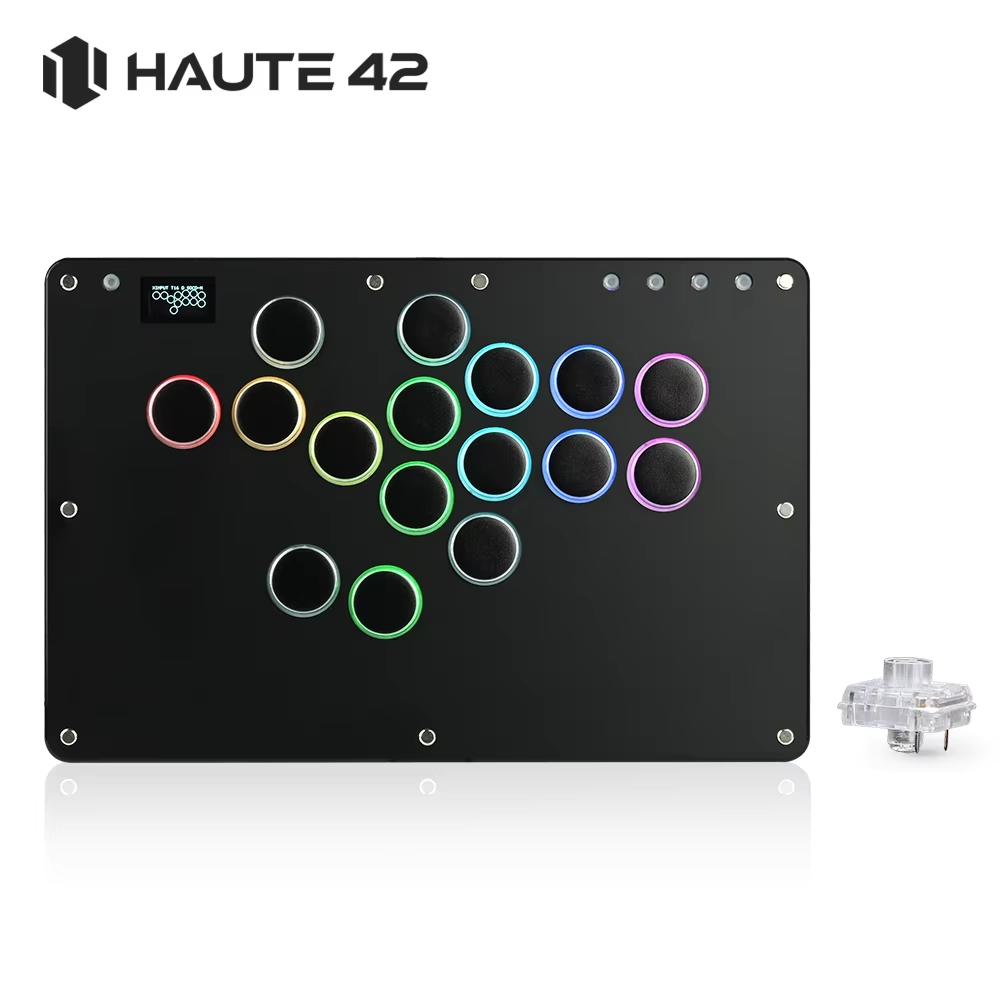 ⭐⭐⭐Haute42 T16 T13 สีดํา Stickless Hitbox Controller Leverless อาเขต Fightstick สําหรับ PC/PS4/PS5/Switch เกมต่อสู้ Hitbox Leverless
