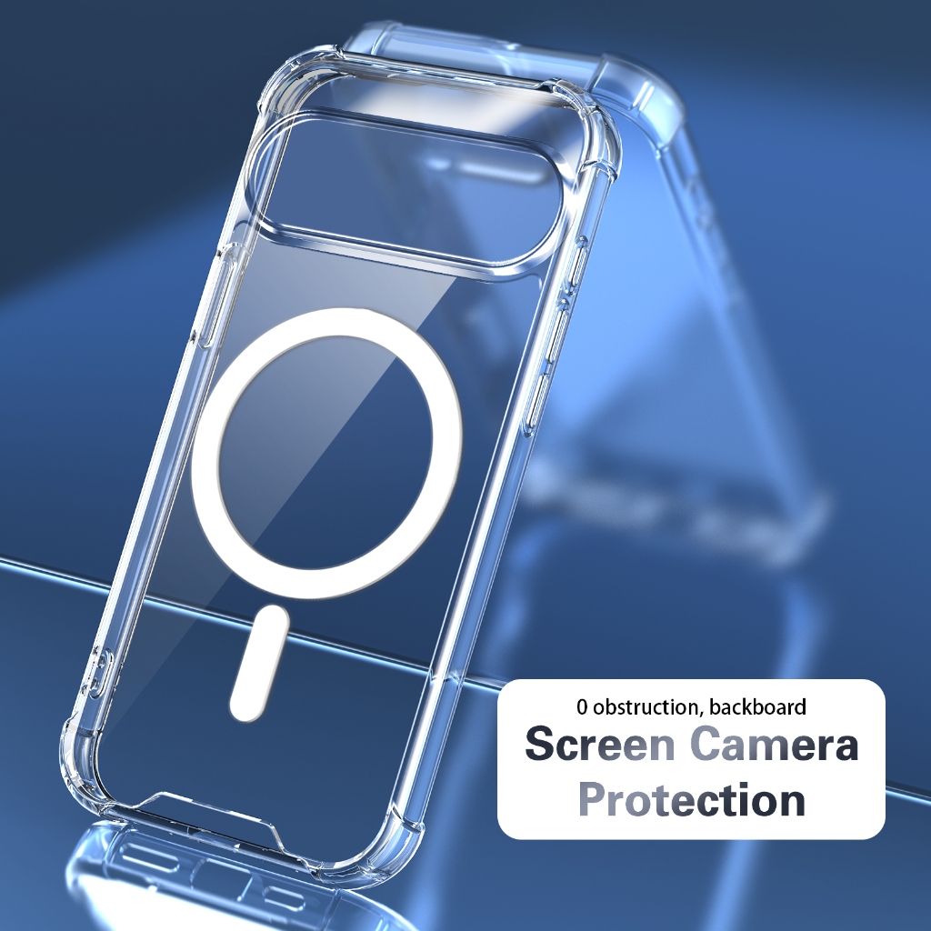 Premium Anti-Yellow Magnetic Clear Case สําหรับ Google Pixel 11 10 9 Pro XL 9a 8 7 6a, 4 มุมถุงลมนิร