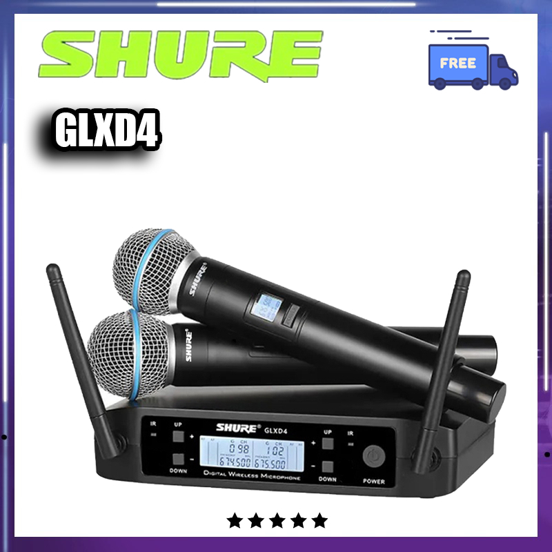 Shure GLXD4 BETA58A ระบบไมโครโฟนไร้สายคู่ UHF ระดับมืออาชีพสําหรับงานปาร์ตี้คาราโอเกะ