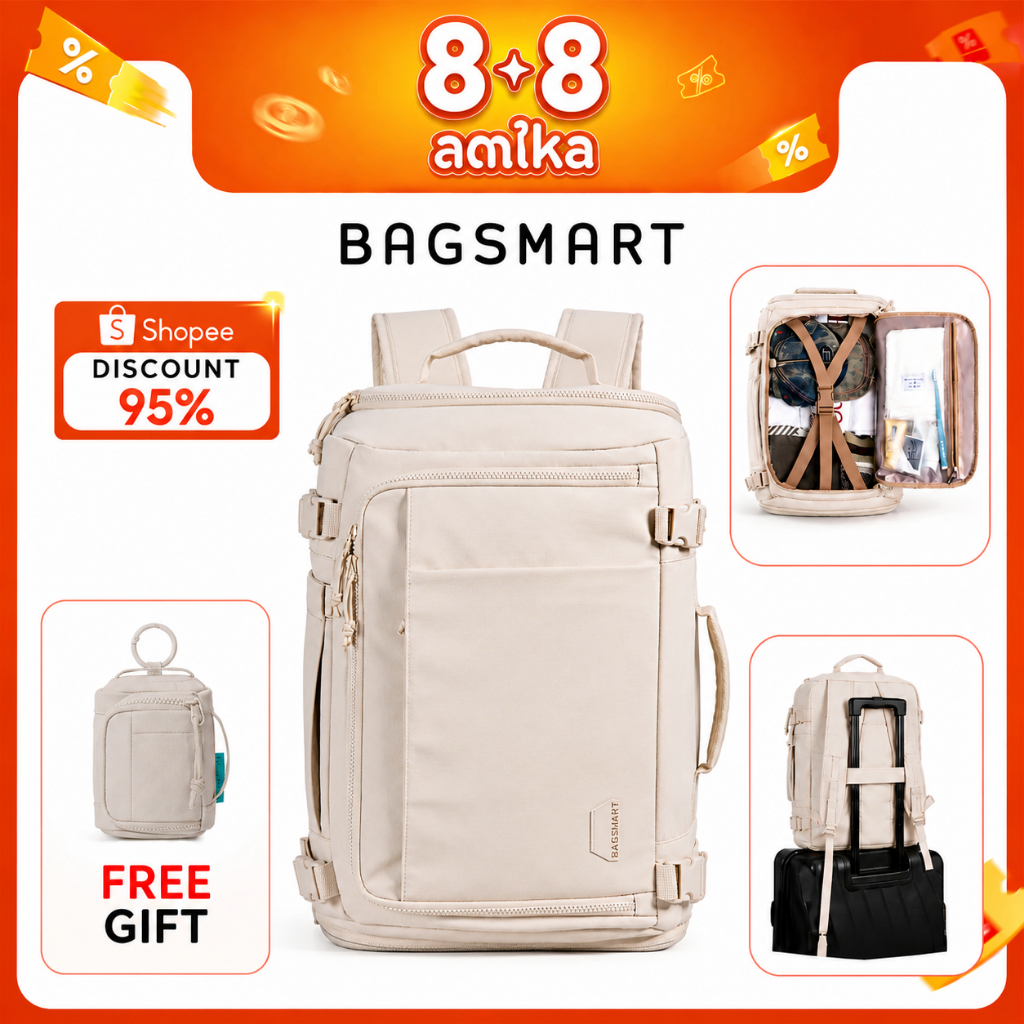 BAGSMART Travel Backpack กระเป๋าเป้สะพายหลัง 15.6 นิ้ว 38 ลิตรกันน้ำได้อย่างรวดเร็วเข้าถึงแล็ปท็อปเดินทางกระเป๋าเป้สะพายหลัง