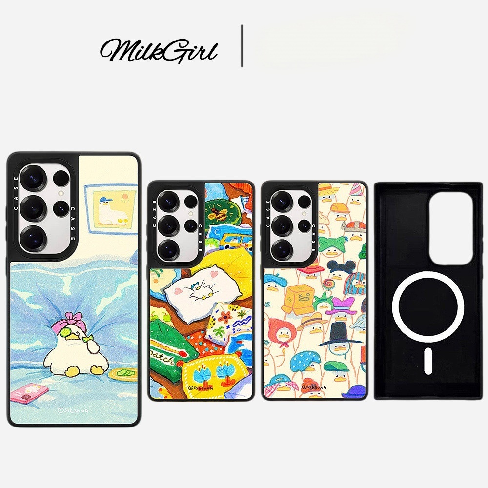 แม่เหล็กสีสันหมวกเป็ดกระจก Hard เคสโทรศัพท์สําหรับ Samsung Galaxy S26 25 24 23 UItra S26 25 24 23 Plus กันกระแทกป้องกันปลอก