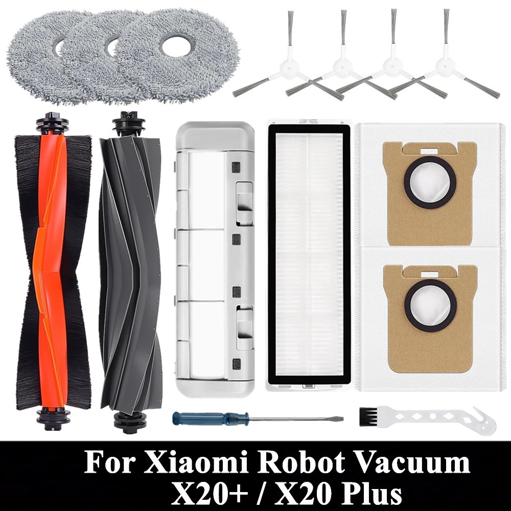 สําหรับ Xiaomi Robot Vacuum X20 + / X20 Plus อุปกรณ์เสริมชิ้นส่วนหลักแปรงด้านข้าง Hepa Filter Mop ผ้าถุงเก็บฝุ่นเปลี่ยน