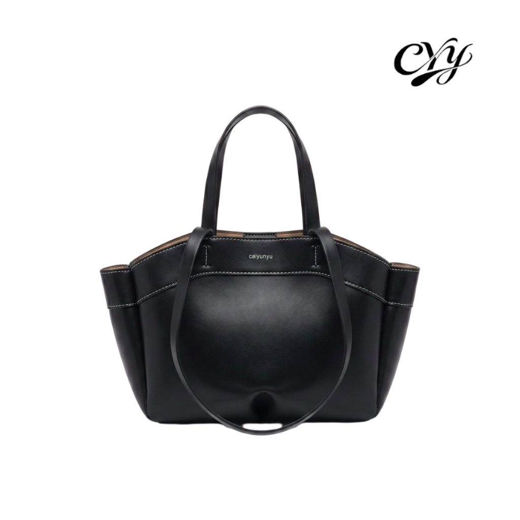 CAIYUNYU Ladies PU Leather Soft Tote Bag สไตล์ฤดูใบไม้ร่วงฤดูหนาว