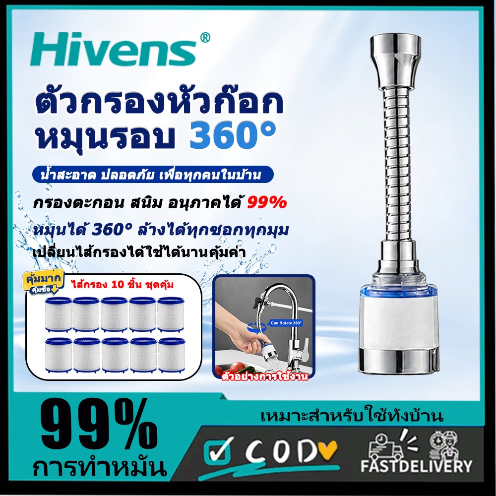 Hivens หัวต่อก๊อกน้ำ หัวต่อก๊อก กรองน้ํา ก๊อกต่อหมุนได้ 360 องศา
