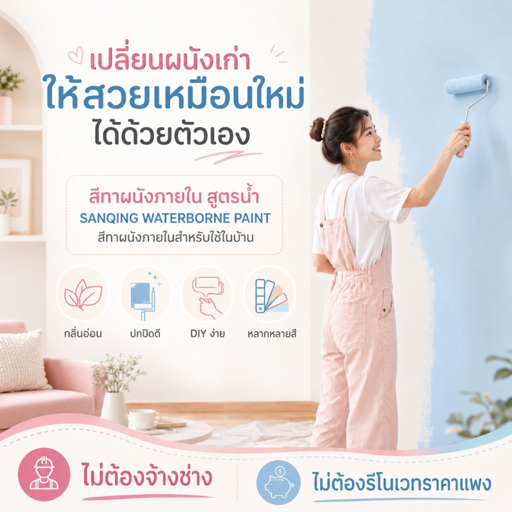SanQing Paint สีทาผนัง สีทาบ้านลาตีคซ์ สีขาว