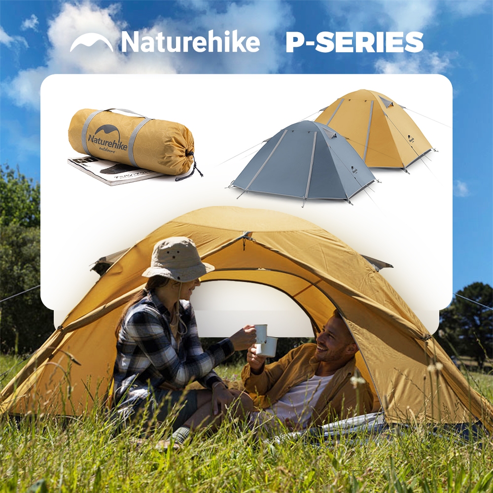Naturehike P Series เต็นท์เดินป่ากลางแจ้งเต็นท์ 2 คนกันน้ําลายนูน Camping เต็นท์ Mountaineering Backpacking เต็นท์กลางแจ้งพร้อม Mat UPF50