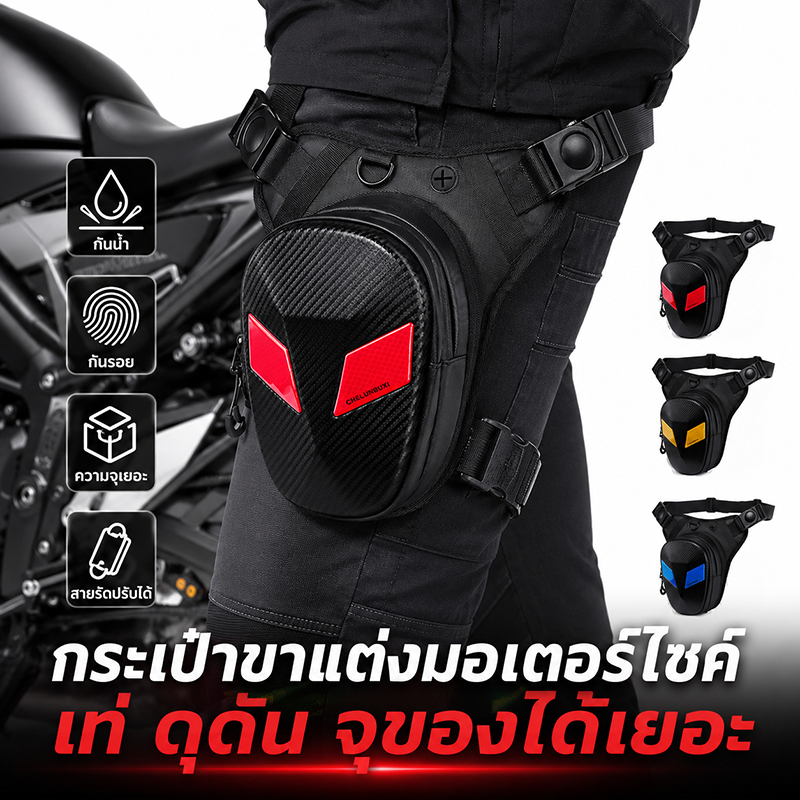 กระเป๋าใส่ของขา มอเตอร์ไซค์ ใช้ได้ 3 แบบ ขา เอว สะพายข้าง ใส่ของจุกจิก